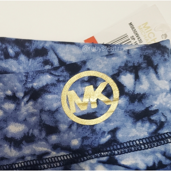 MICHAEL MICHAEL KORS Leggings Blue Tie Dye/ Abstract Print, NWT - Picture 3 of 6